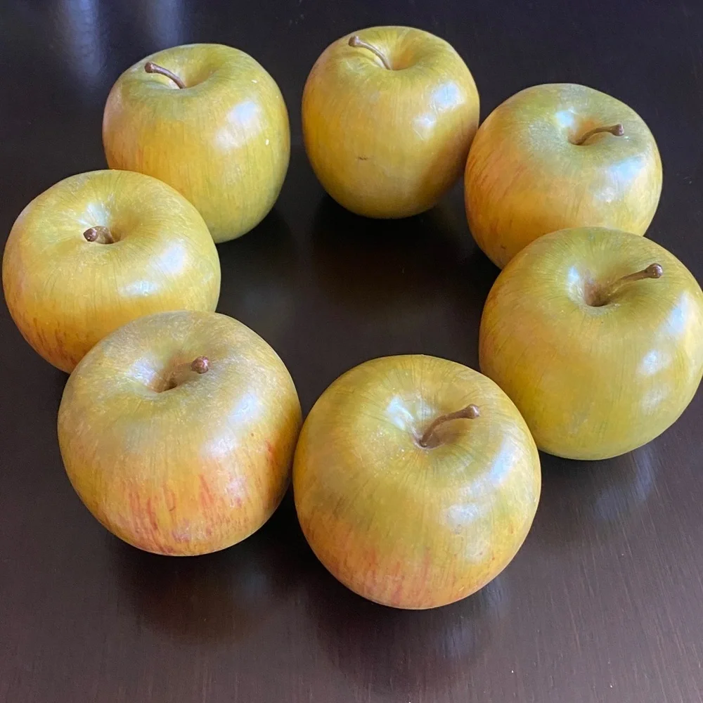 Set of 7 Faux Fruit-Apples. Green with Red. Realistic. - Picture 6 of 8
